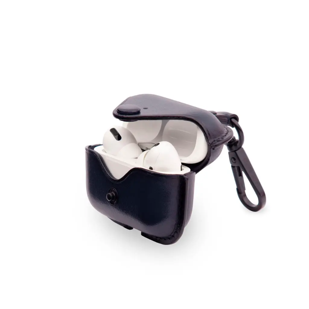 Blue leather airpods case 5.webp