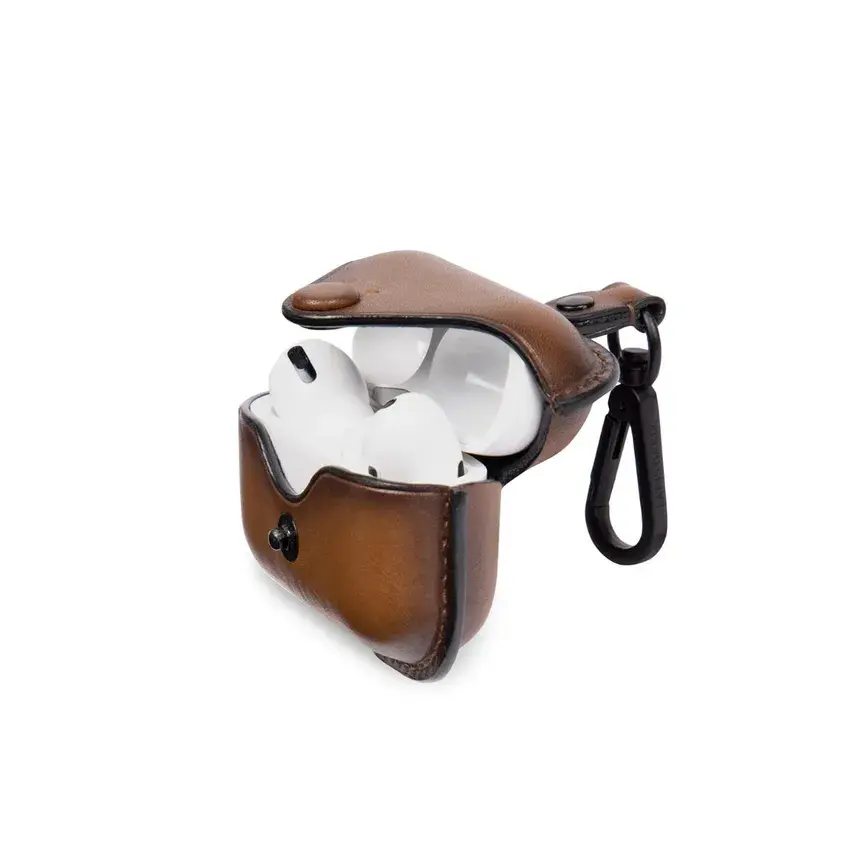 Marron leather airpods case 6.webp